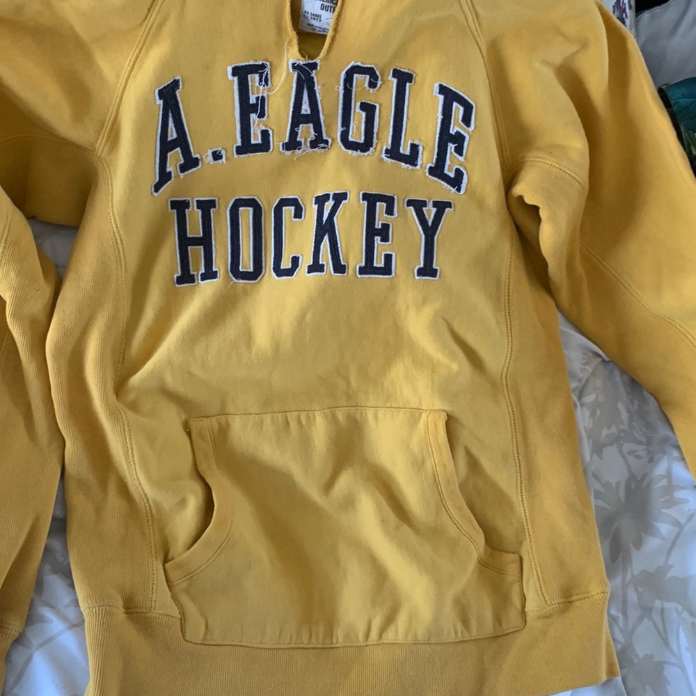 AE gold / Navy hoodie w navy inside hood- Distressed #36 in navy back